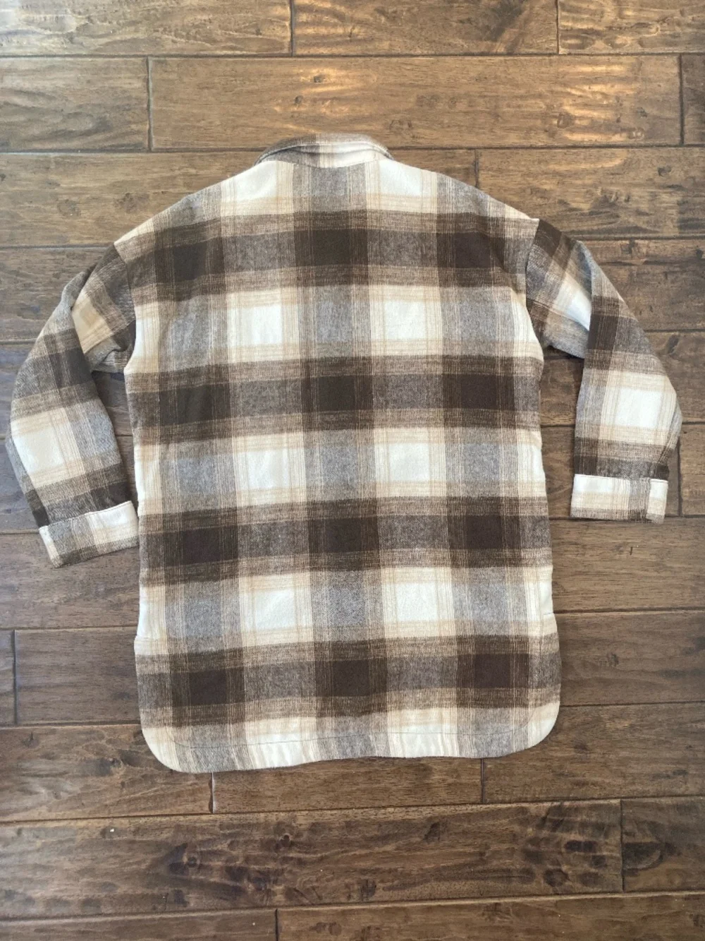 Banana Republic Shacket Jacket Brown Plaid sz Large Oversized Cozy Cabin